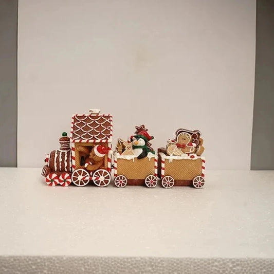 Christmas Figurines Resin Santa Claus Drive Car Train Gingerbread Man Christmas Toys New Year Gift Art Crafts Xmas Decoration