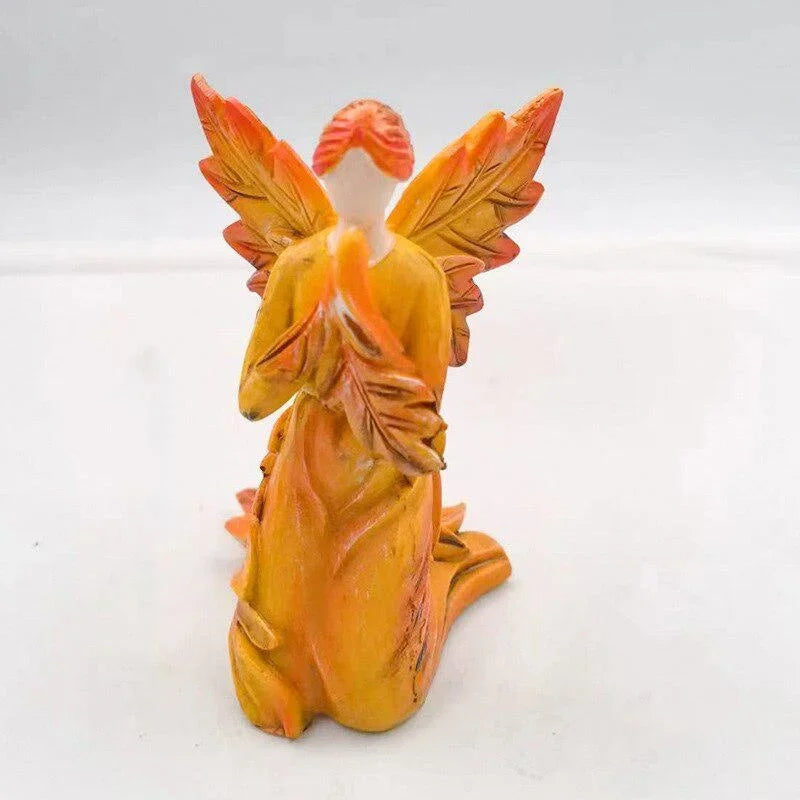 Autumn Maple Leaf Angel Wing Angel Figurines Standbeeld Desktop ornamenten Creative Resin Sculpture voor tuinhuiskantoor decoratie