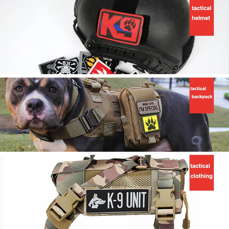 3D PVC K9 Rescue Service Dog Dog Hook e Loop Patch Badge Luminous Tactical Backpack Bashpack Abbigliamento Assicatore riflettente