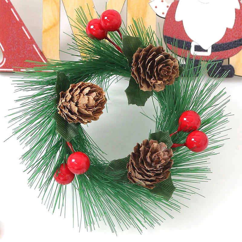 Artificial Christmas 9cm Pinecones Pine Needles Branches Artificial Red Berry Stems for Xmas Tree Garland DIY Craft Gifts Decor