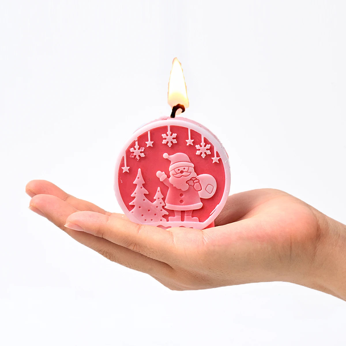 DIY Christmas Crystal Ball Silicone Mold Round Scented Candle Mould Embossed Christmas Tree Snowman Elk Holiday Decor Craft Gift