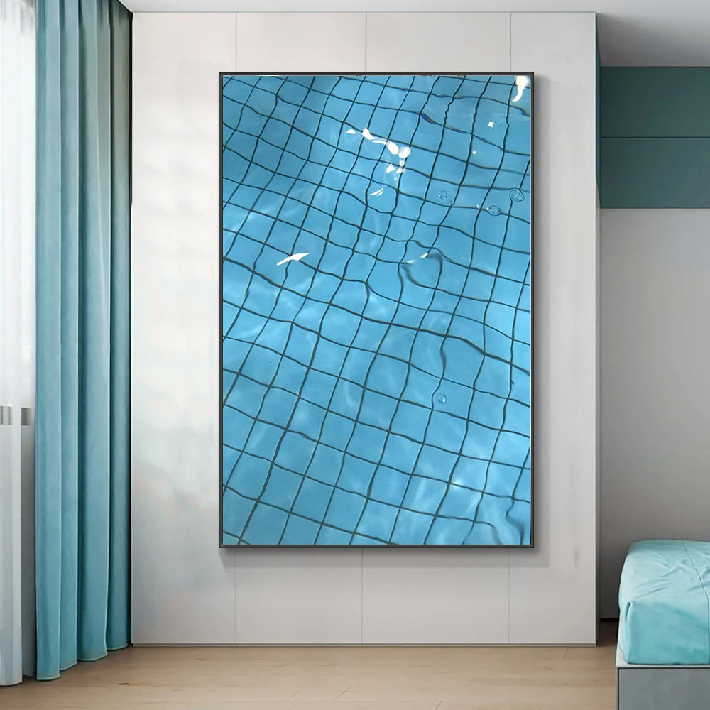 Modern Fashion Blue Pool Poster Print Canvas pintando imagens descompacidas de arte de parede relaxantes para decoração da casa da sala Cuadros