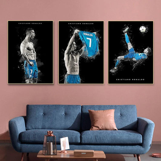 Famosos carteles de estrellas de fútbol Pinturas de lona de arte de pared y impresiones para la sala de estar decoración de la sala de estar Fans de fútbol regalos de recuerdo