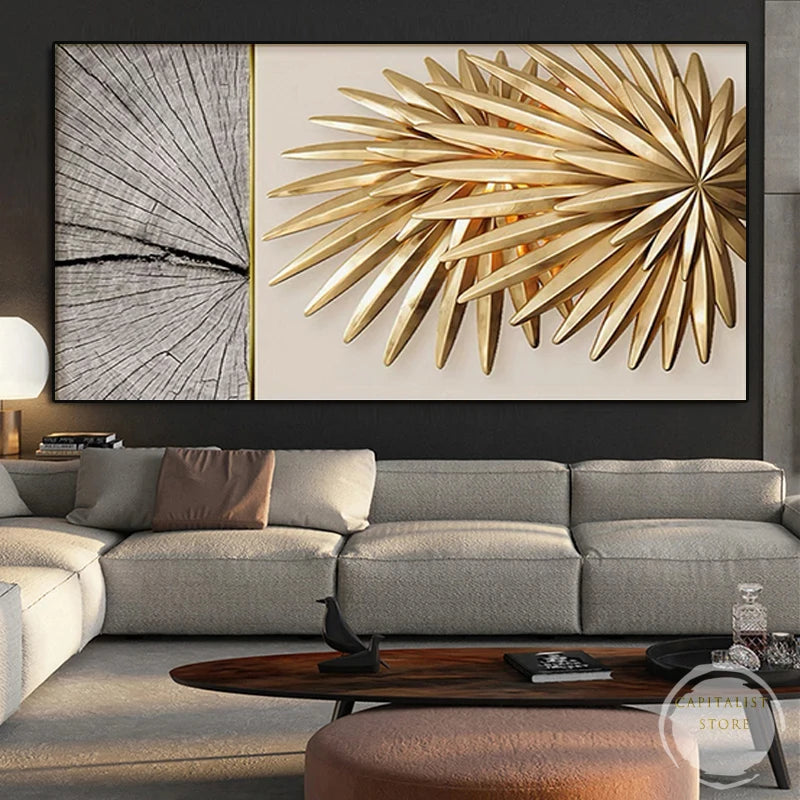 Luxus minimalistische abstrakte Gold Canvas Malerei Modernes Wandkunst -Plakat Nordische Wandkunst Bild Wohnzimmer Wohnzimmerdekoration Unerfamiert