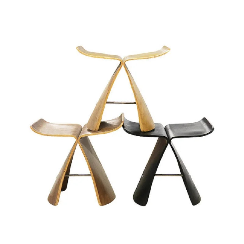 Ihome tabouret en bois massif ins Simple salon papillon tabouret de chaise de chaise de raccord de chaussure empilable bûche nordique petit tabouret nouveau