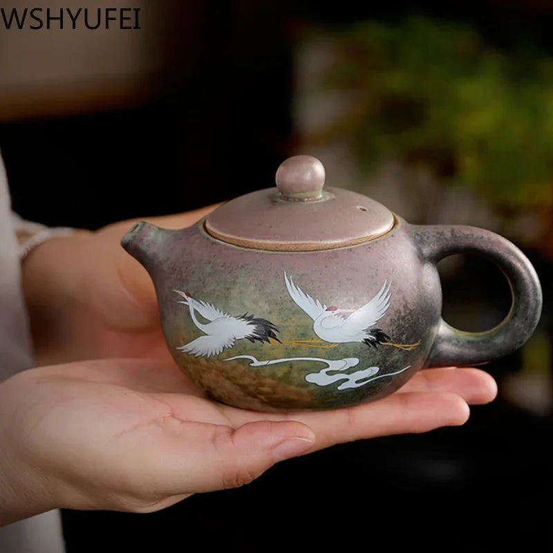 Alteração do forno vintage Cerâmica panela de chá chinês Conjunto de chá chinês Porcera de chá oolong Tea chaleira artesanal Jingdezhen Customization