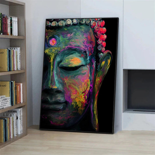 Buda Buda Inner Flame Wall Art Canvas Sala de estar Decoración Color Buda Impresión de la cara Estudio Zen Decoración del dormitorio del dormitorio