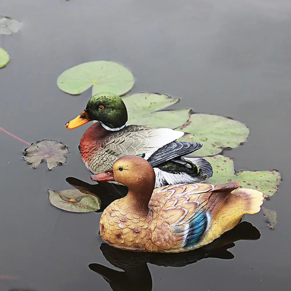 Resina Criativa Flutuante Mandarin Duck estátua ao ar livre lago