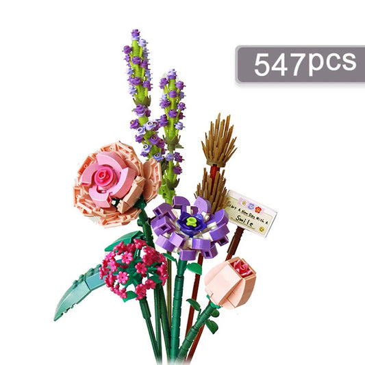 547 PCS Building Block Bouquet Regalo Diy Decoración de la decoración del ramo del hogar Modelo de arma floral Modelo de ensamblaje de la construcción