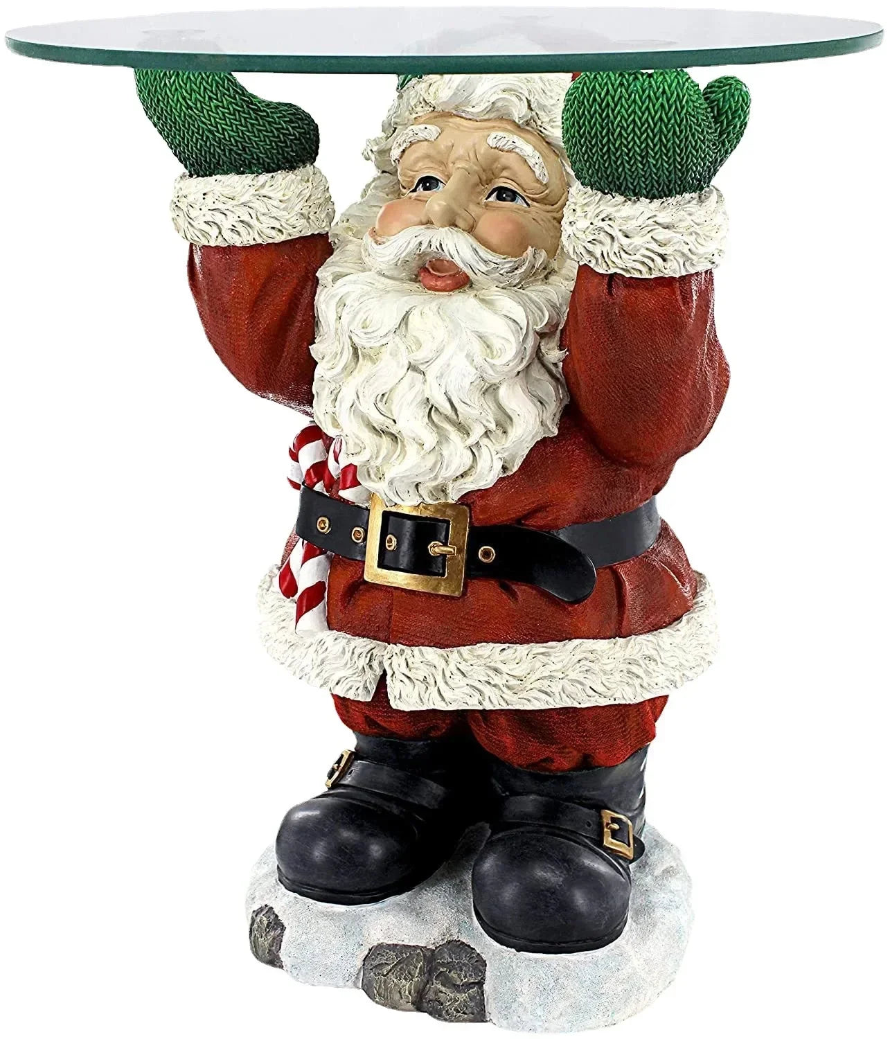 Resin Santa Claus Statues Holding Snack Tray Christmas Figurine with Holder Cake Dessert Stand Fruit Plate for Xmas Party