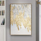 Peinture de feuille de plumes en or en or blanc grand luxe art mur