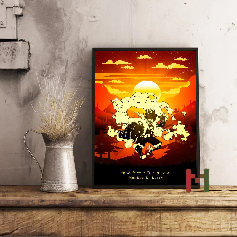 Personaje de anime Luffy 5th Gear Painting Poster Canvas imprimir nueva decoración de la pared del anime japonés sala de arte de la pared del arte del anime del anime del anime