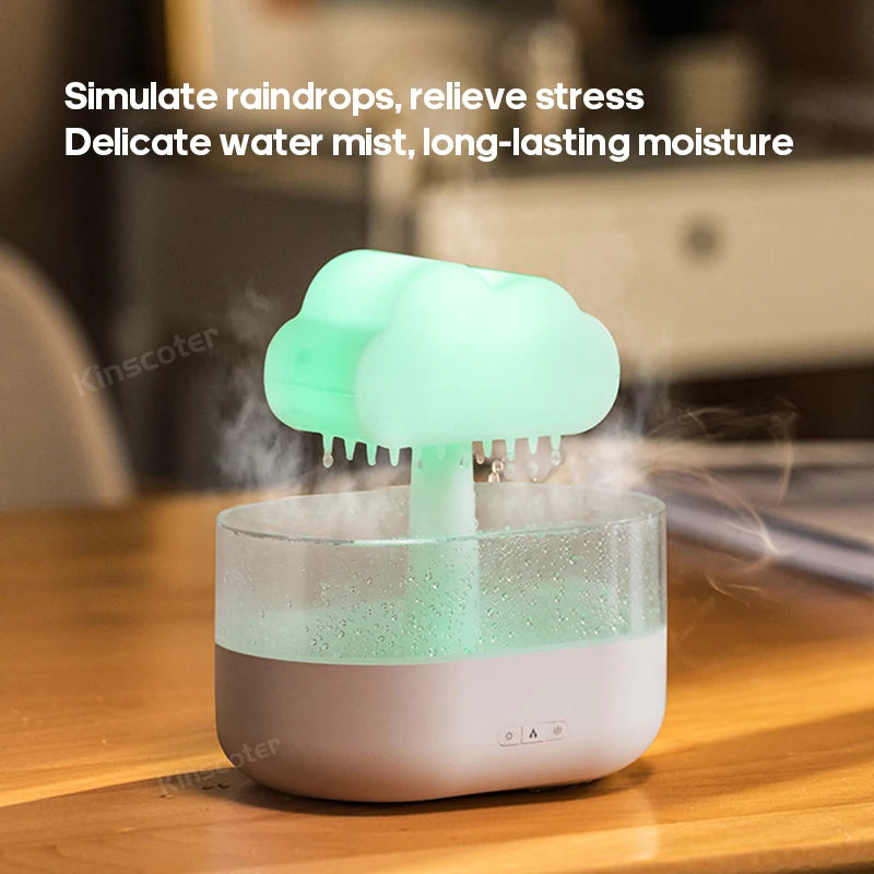 PAIN AIR HUMIDIFICATORE AROMA ELETTRICA Diffusore Distributore di odore di nuvola di nuvola di pioggia Rilassa le gocce d'acqua suoni da notte a luci notturne