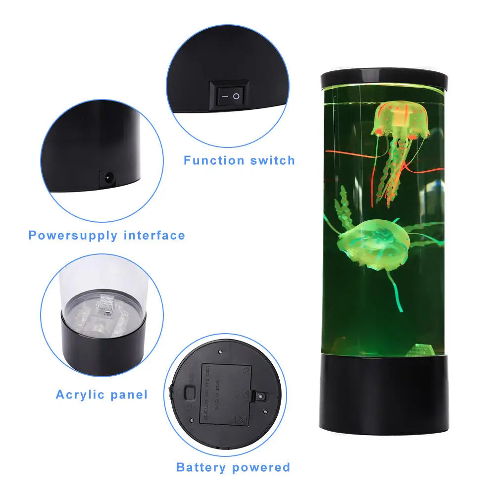 Simulación LED Jellyfish Lámpara de la cama Bundside Luz ambiental USB/Batería Noche de carga Regalo 2022 Nuevo decoración de escritorio