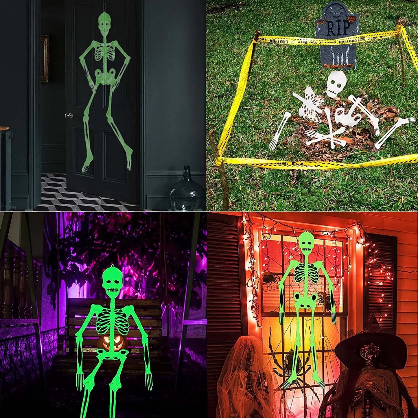 150CM Scary Halloween Decoration Luminous Hanging Decor Roof Outdoor Party Horror Luminous Movable Skull Halloween Skeleton Prop