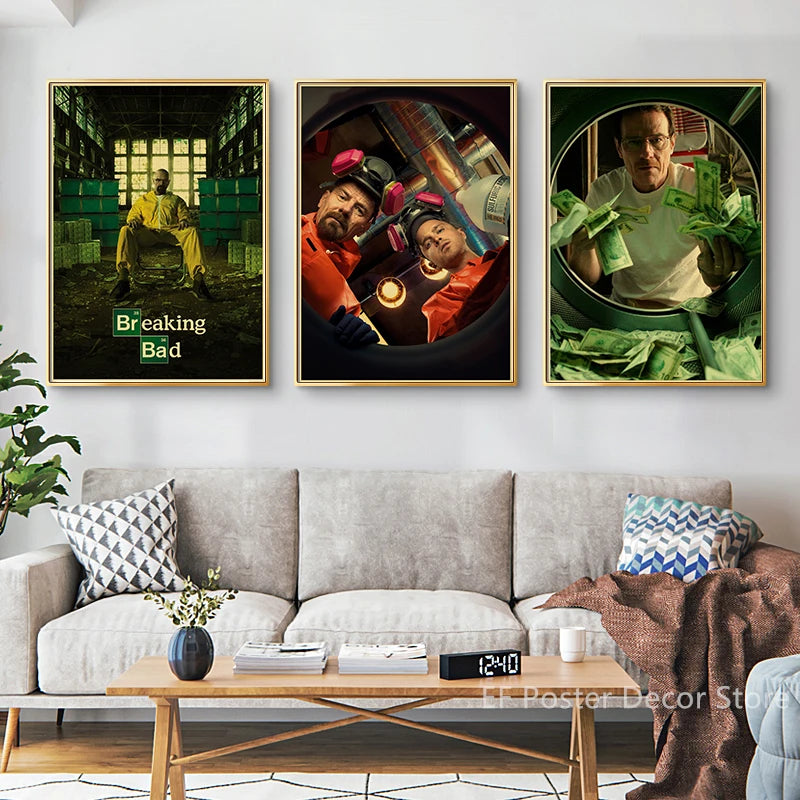 Buy Three Get Four Hot TV Breaking Bad Poster Aesthetic Prints Vintage Home Room Art Wall Decor Picture Walter Retro Painting