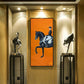 Arte de pared minimalista escandinavo clásico Modern Orange Horse Racing HD Canvas Póster Estampado Hogar dormitorio Decoración de la sala de estar de la sala del hogar