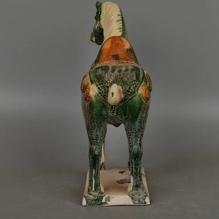 Opgegraven uit het imitatiemuseum Home Decor Tang Saniai Groen Glazuur War Horse Antiek Porselein Antiek Antiek Room