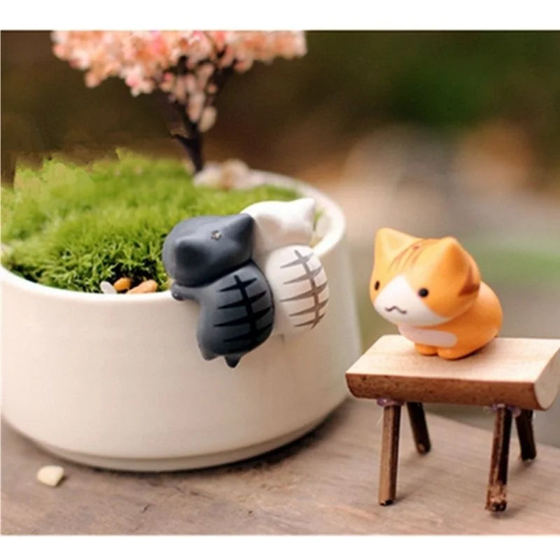 6pcs/set Lustigem Neko ATSUME MEOW MECHI Dango Katze Blume Pot Micro Landschaft Mini Puppenbalkon Dekorationen Blumen Pot Home Decoration