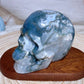 Natural Crystal Moss Agate Skull Painting Stone Polished Energy Carving Home Decoration Energy Ore