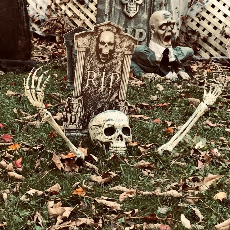 Halloween Decoration Scary Skull Skeleton Hand Bone Realistic Skull Pile Yard Lawn Pile Garden Cemetery Home Decor