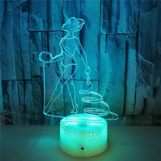 Nighdn ginástica Figura LED Night Light for Children USB Lâmpada de cabeceira da mesa Decoração Christtmas Birthday Presente para namorada