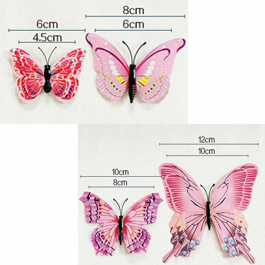 12Pc Mixed 3D Crystal Butterflies Wall Stickers Double Layer Creative Butterflies For Home Decor Kids Room Decor Art Wall Decals