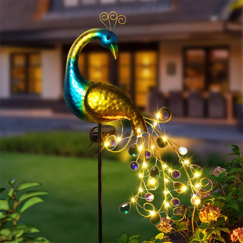 LED Outdoor Solar Peacock Lampe Metall Peacock Statue eignet