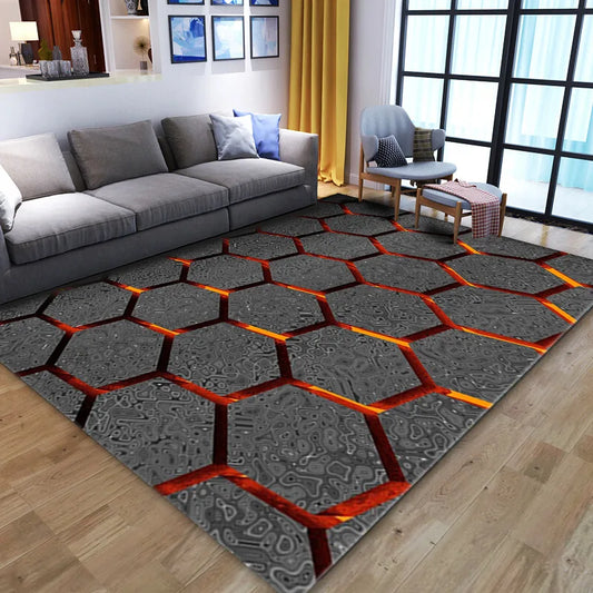 3D Optical Illusion Living Room Carpet Bedroom Living Room Anti-slip Floor Rug Soft Hallway Kitchen Floor Mats Home Decoration