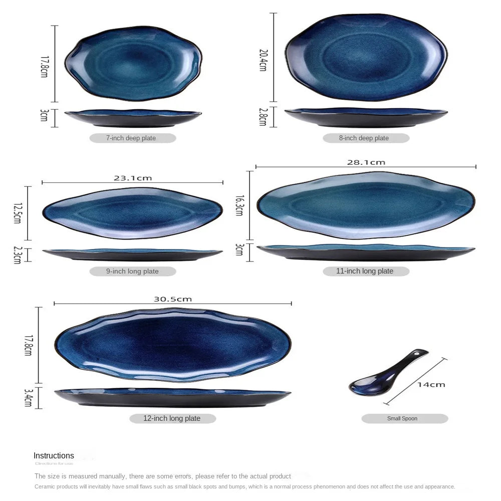 Glaze And Starry Sky Series Ceramic Tableware European-style Retro Tableware Fruit Salad Bowl And Plate Household Tableware