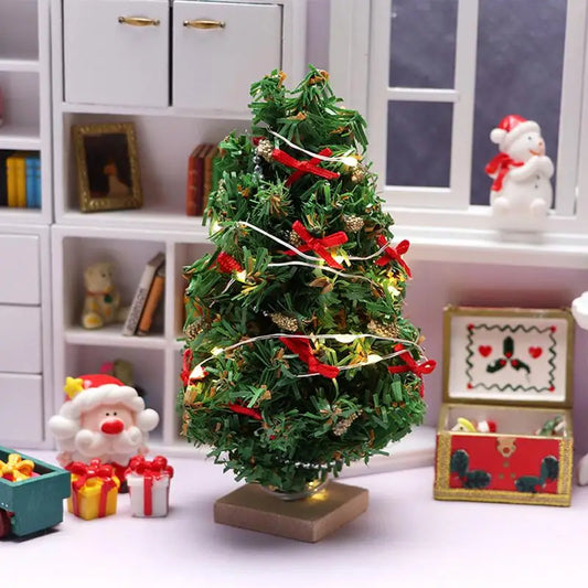 Mini 1/12 Furniture Accessories Christmas Microscene Cedar Decorated Christmas Tree Realistic Doll House Delicate Room Ornaments