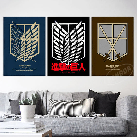 Immagini Attack on Titan Home Decoration Anime Wall Art Survey Corp Canvas Stampe Garrison Painting per Poster camera da letto senza cornice