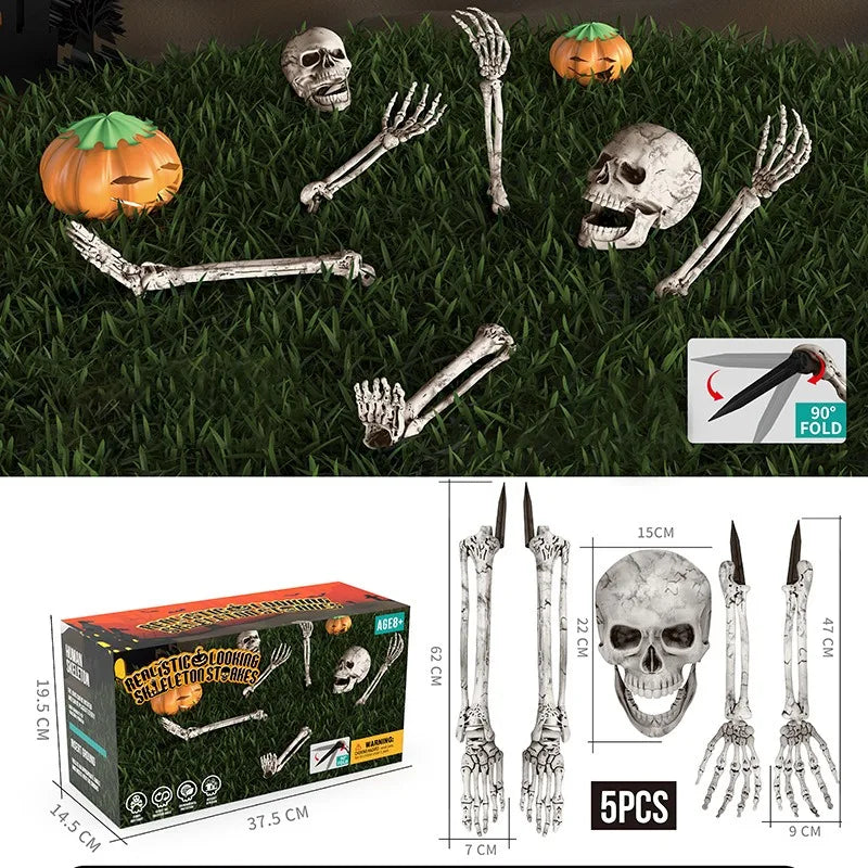 Halloween Decoration Scary Skull Skeleton Hand Bone Realistic Skull Pile Yard Lawn Pile Garden Cemetery Home Decor