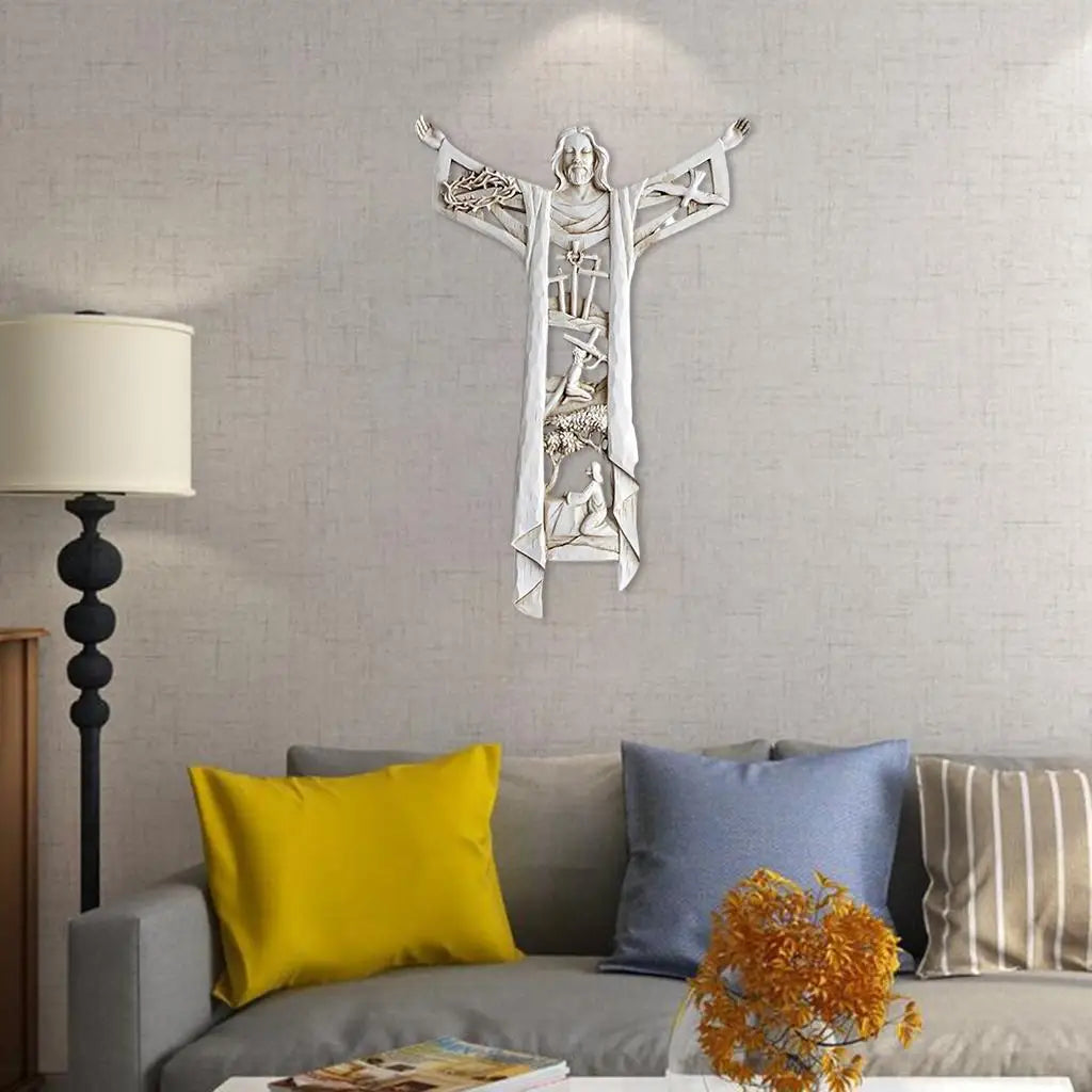 Risorta Cristo Wall Cross Crocifisso Gesù Figurine per la casa Decorazioni per la casa