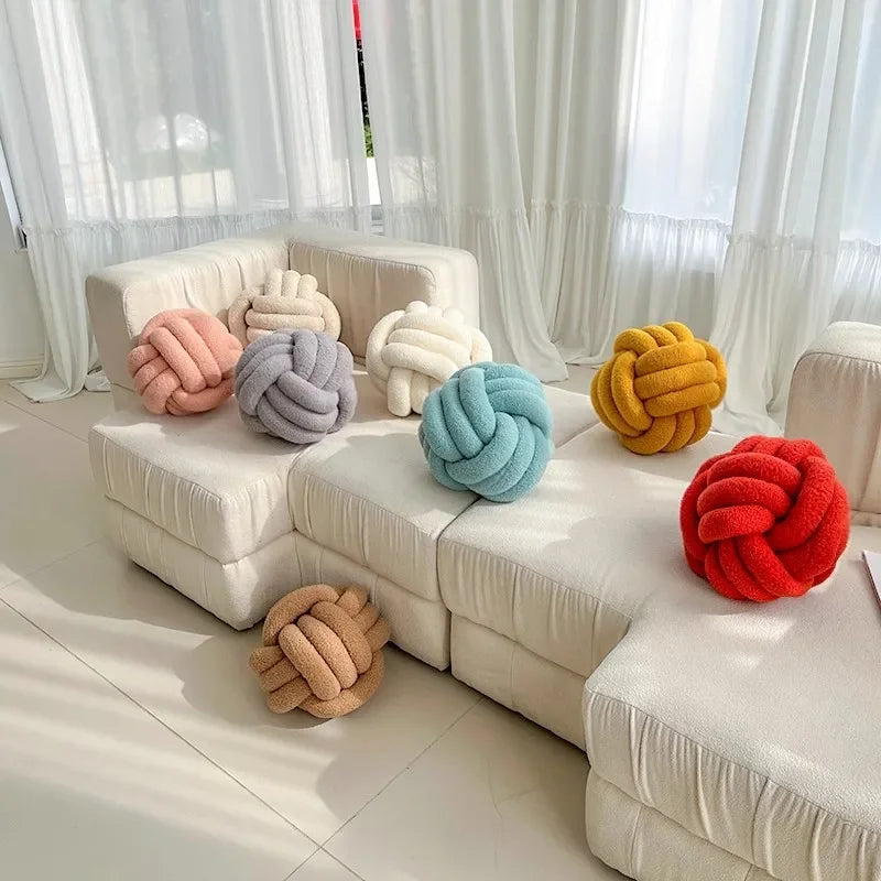 INS Knoten Ball gefülltes Kissen Nordic Style Berber Fleece Plüsch Kissen handgemachter dekorativer Knotkissen Schlafrücken Kissen