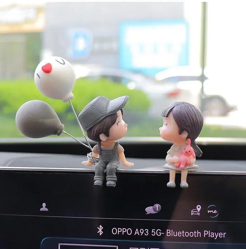 Car Decoration Cute Cartoon Couples Figure Figurines Balloon Ornament Auto Interior Dashboard Accessory for Girls Gifts Supply