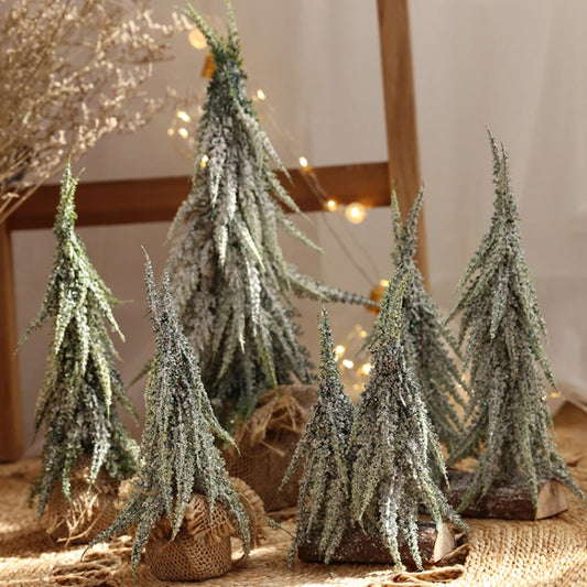 Mini Christmas Tree Artificial Snow Simulation Frost Pine Tree Desktop Decorative Supply Christmas Ornaments Decoration Gift