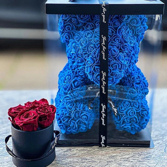 40/25 cm Blue Rose Bear Heart Flower Artificial Flower Orsacchio