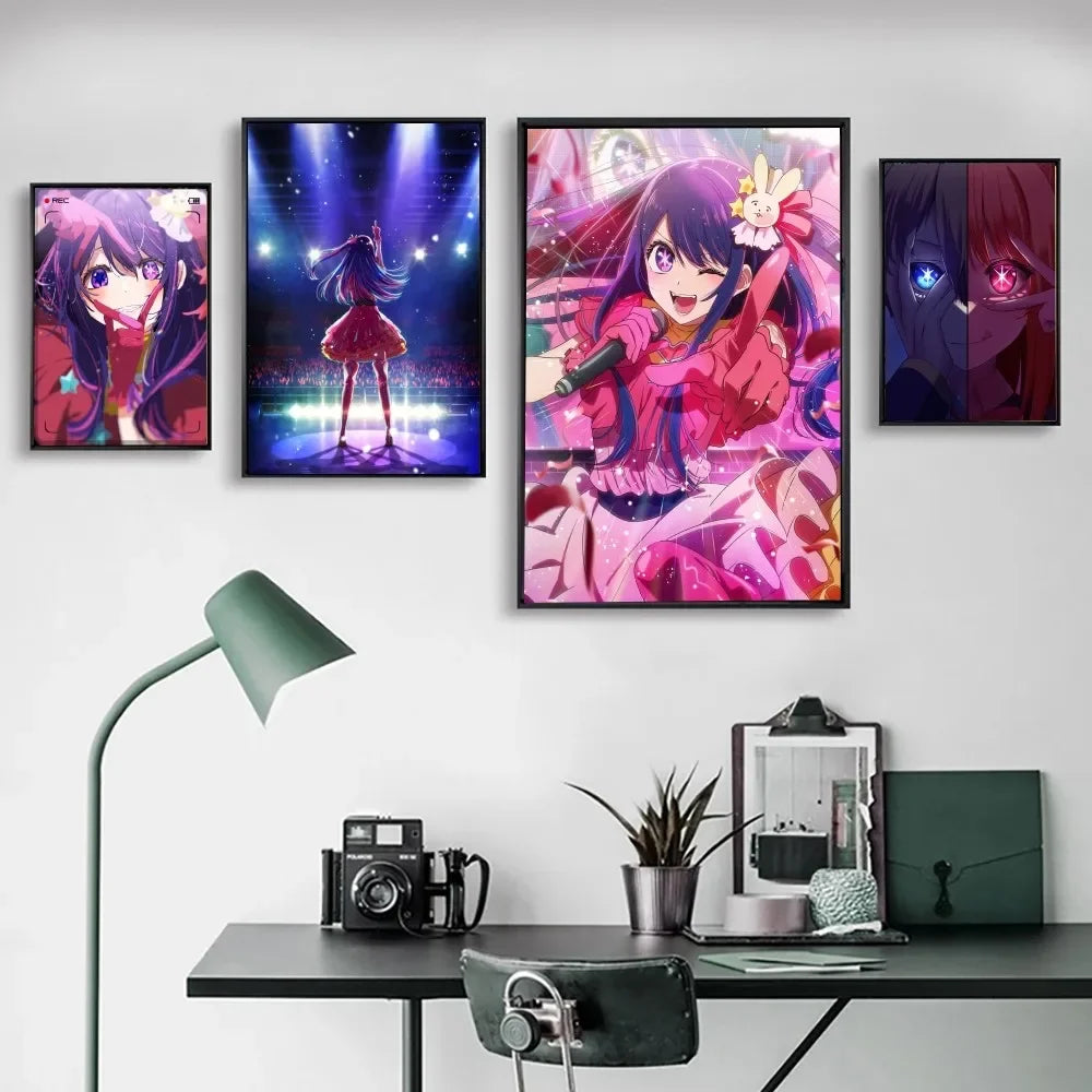 Anime oshi no ko hoshino ai pegatina de la pared pared pintura colgante pantalla de escritorio decoración del hogar materia impresa de alta calidad