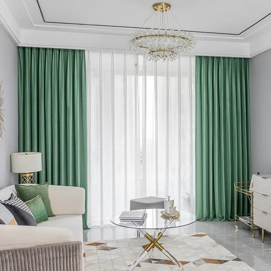 Nordic Elegant Living Room Curtains Modern Curtains Velvet Blackout Bedroom Warm Interior Decoration Tulle