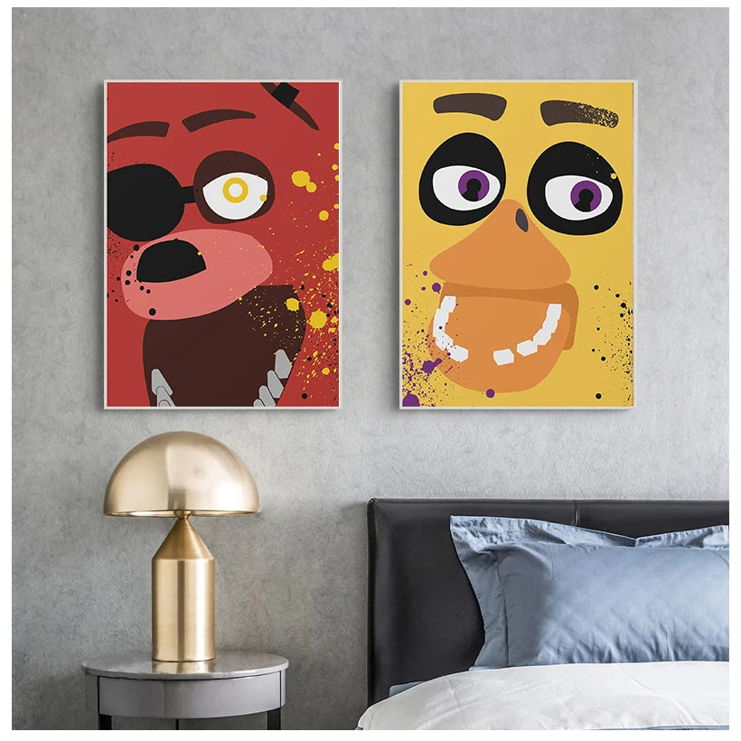 FNAF FINCO NIGHTS-AT FREDDY Juego caliente Ultimate Group Carteles Impresiones Pintura de arte de la pared para sala de estar Decoración del hogar