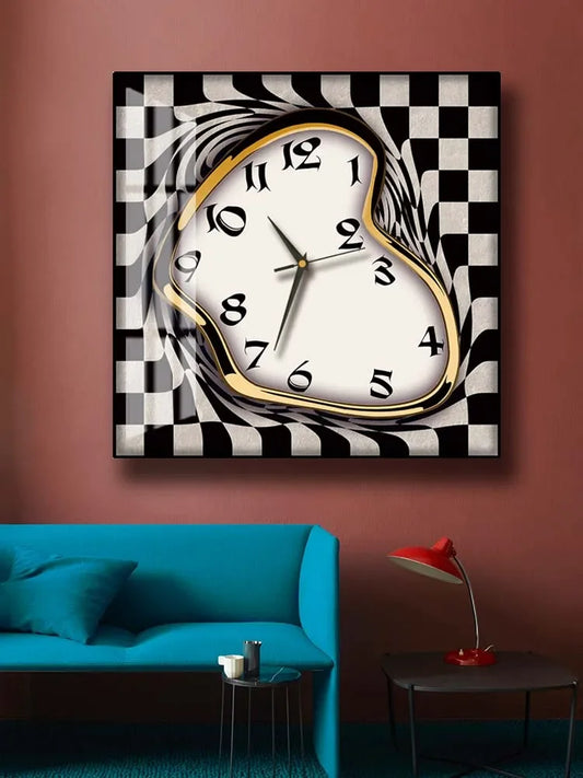 2022 Nordic Dali melting and twisted clock light luxury living room electric meter box wall clock square fashion creativity