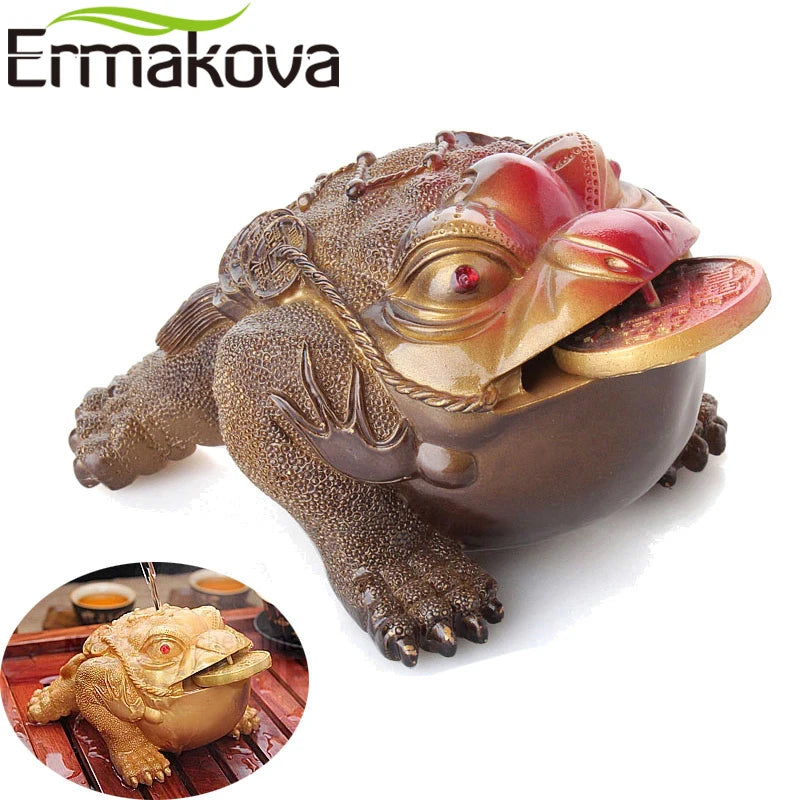 Ermakova 3 Estilos diferentes resina resina cor de cor de cor de dinheiro da sorte Fatuagem de sapo com moeda feng shui tea animal de estimação ornamento