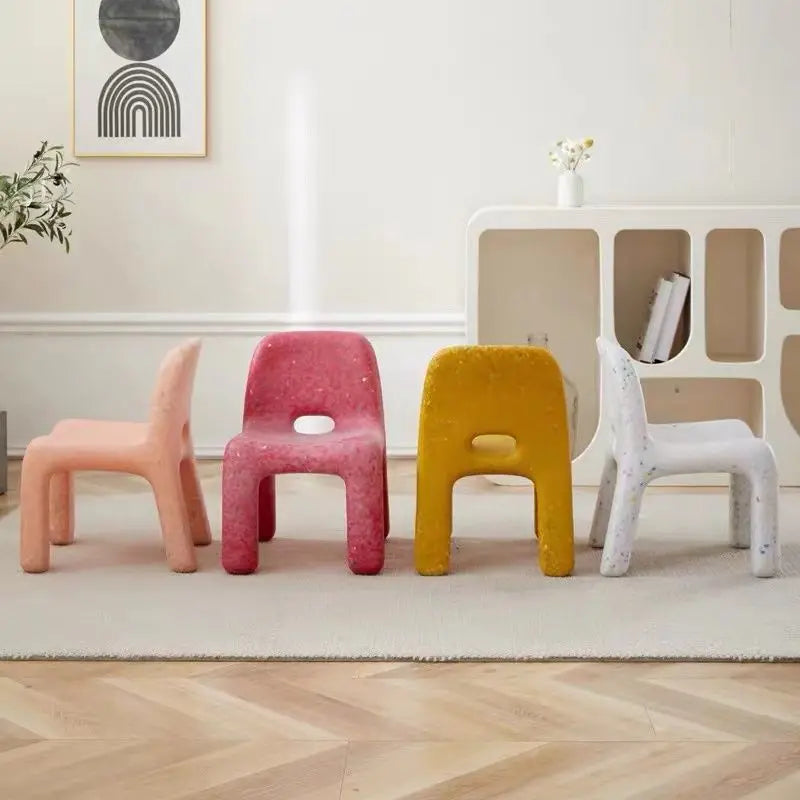 Nordic Household Chair Children Backrest Cute Low Stool Plastic Thickened Changing Shoes Stools Non-slip Kids Ottoman Furniture