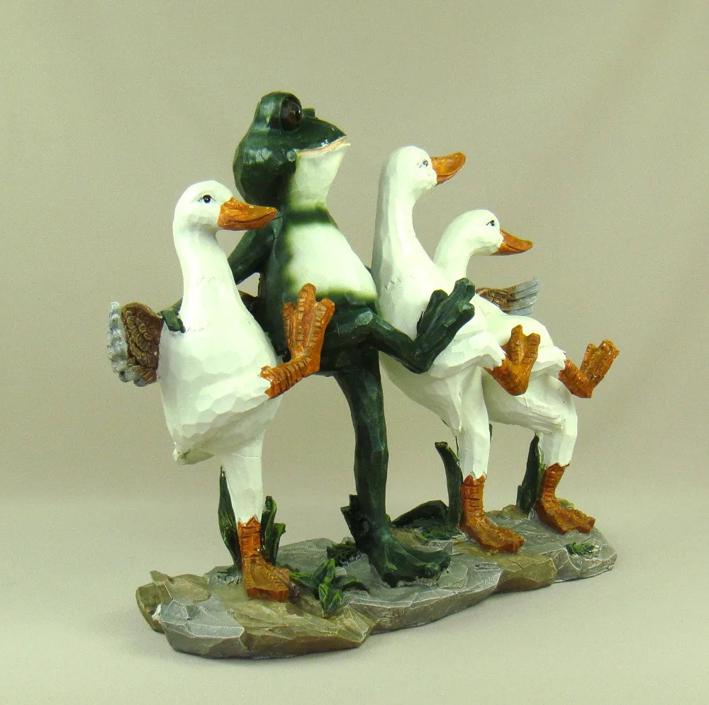 Stile rustico Statue rana statua fatta a mano sculture gooses sculture novità dono della casa e arredamento per ornamenti artigianali