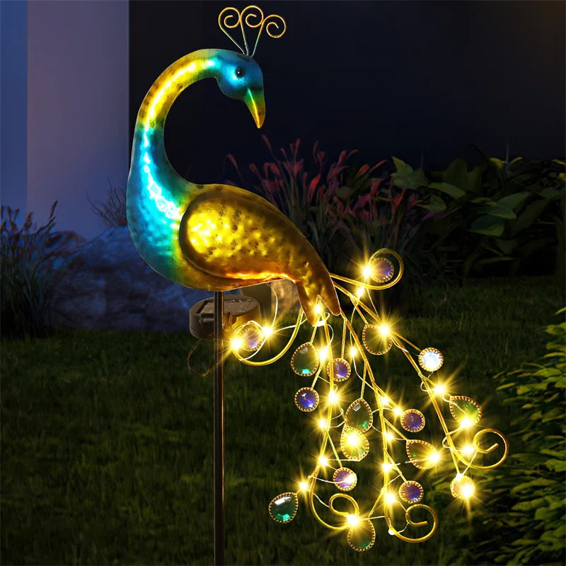 LED Outdoor Solar Peacock Lampe Metall Peacock Statue eignet