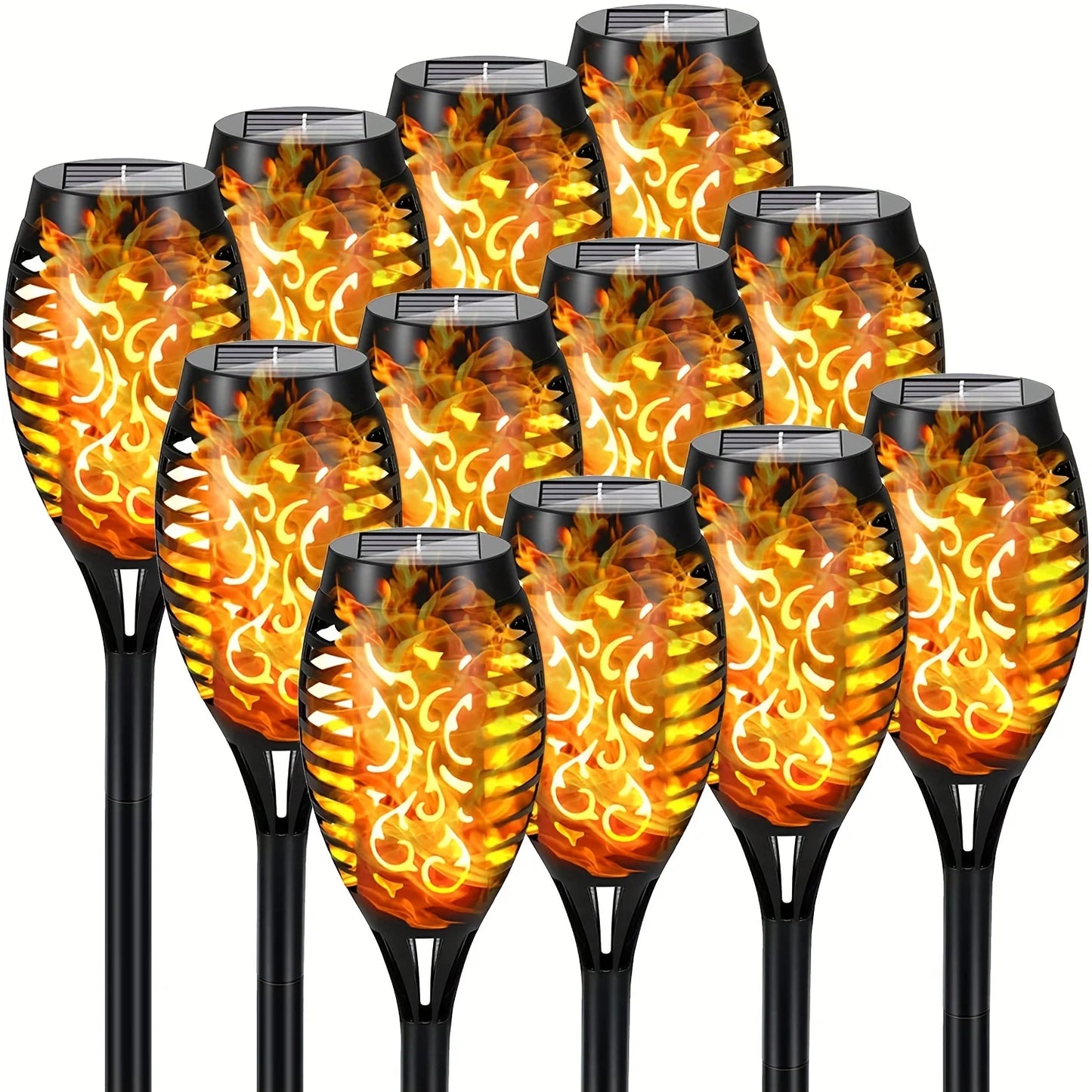 12LED Solar Flame Light Outdoor, impermeável 12Leds Toches Lâmpada de paisagem para pátio ao ar livre jardim, decorações de Halloween