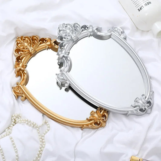 New Retro Decorative Wall Mirror,European Gold Court Relief Hanging Mirrors for Home Wall,Bedroom Bathroom Home Decoration