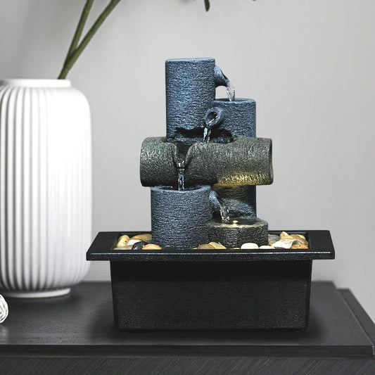 Tabletop Water Fountain Decor Home Machine Soeding Sound Bomba automática Basina Deep River Rocks Indoor Zen Relajación