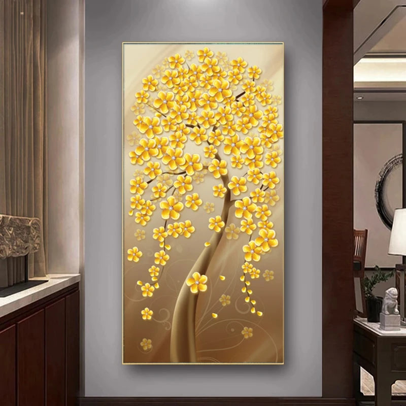 Abstract Luxury Nordic Flowers Canvas Painting Rich Tree Wall Art Poster Prints Wall Pictures for Living Room Home Decor Cuadros